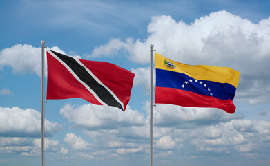 Venezuela and Trinidad, Tobago, flags, country relationship concept