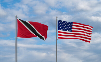 USA and Trinidad, Tobago, flags, country relationship concepts