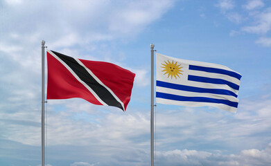 Uruguay and Trinidad, Tobago, flags, country relationship concept