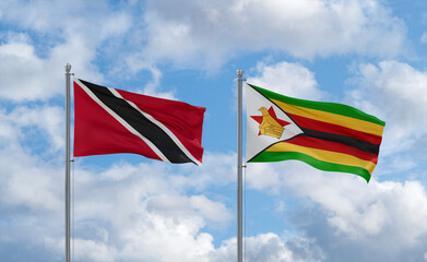 Zimbabwe and Trinidad, Tobago, flags, country relationship concept