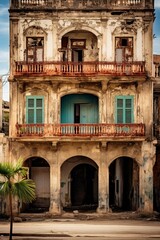 Fototapeta na wymiar deteriorated building in Old Havana