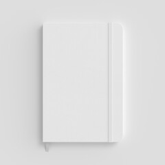 White cover notebook mockup on white background