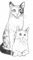 Cat black white kids colouring animal clipart illustration picture AI generated art