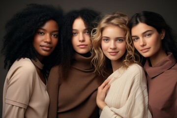 A group of different women. Background with selective focus and copy space