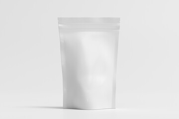 White packaging pouch mockup for tea, coffee, snack on white background