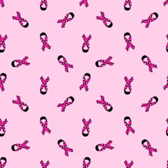Breast cancer month seamless pink ribbon day mammogram pattern for wrapping paper and media accessories