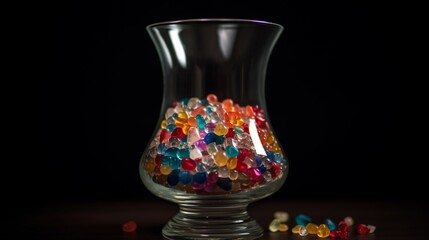 Colorful pebbles glass pot cone satisfying royalty photography picture AI generated art