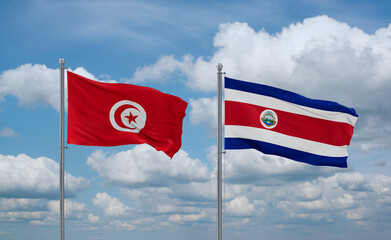 Costa Rico and Tunisia flags, country relationship concept
