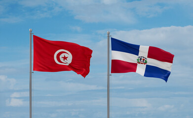 Belgium and Tunisia flags, country relationship concept