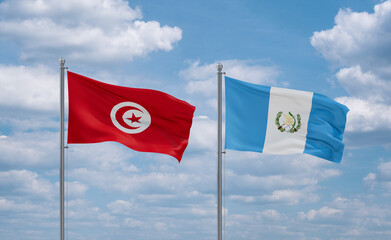 Guatemala and Tunisia flags, country relationship concept