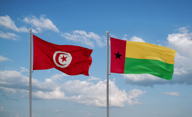 Guinea-Bissau and Tunisia flags, country relationship concept