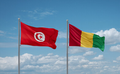 Guinea and Tunisia flags, country relationship concept