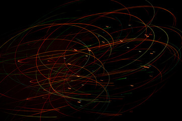 Blurred Christmas lights on a black background