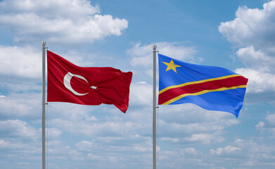 Congo and Turkey flags, country relationship concept