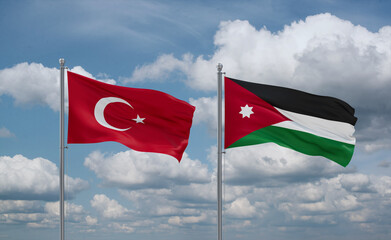 Jordan and Turkey flags, country relationship concept