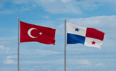 Panama and Turkey flags, country relationship concept