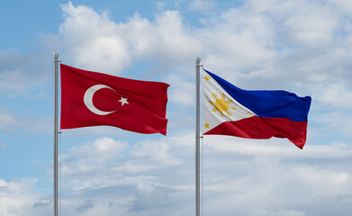 Philippines and Turkey flags, country relationship concept