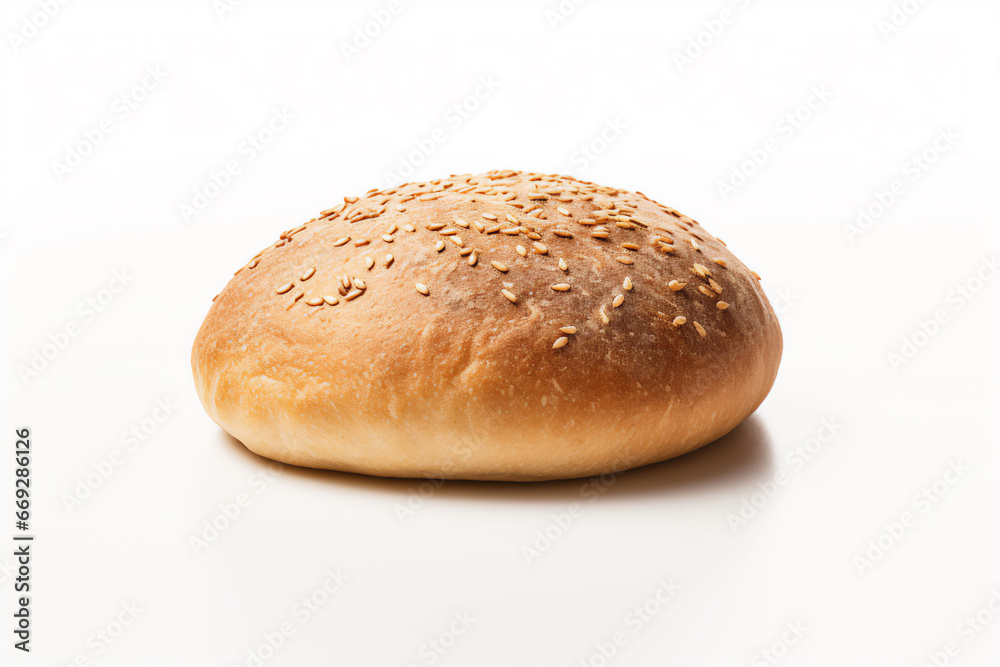 Wall mural bun with sesame seeds isolated on white background