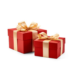 Red Gift Boxes with Gold Ribbons | Birthday & Christmas Gif box | Isolated on Transparent & White Background | PNG File with Transparency 