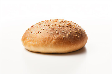 Bun with sesame seeds isolated on white background