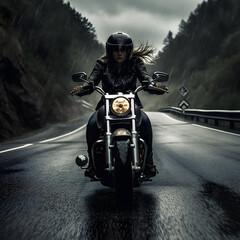 Girl riding a motorcycle