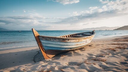 Fototapeta na wymiar boat on top of a sandy beach