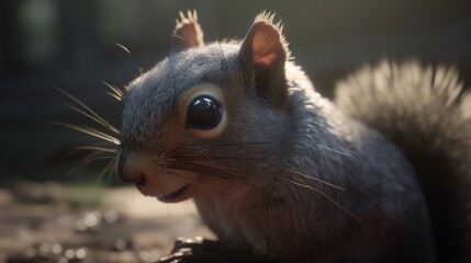 Fototapeta premium Cute squirrel mouth eastern grey ey sciurus photography image AI generated art