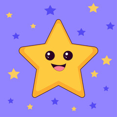 cartoon golden star character vector