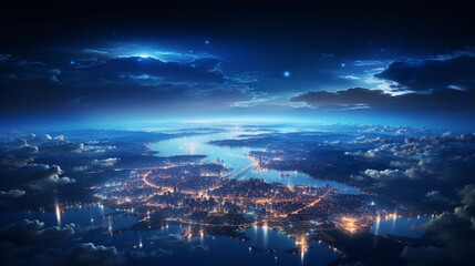 Fototapeta premium panoramic top view of an earth like planet