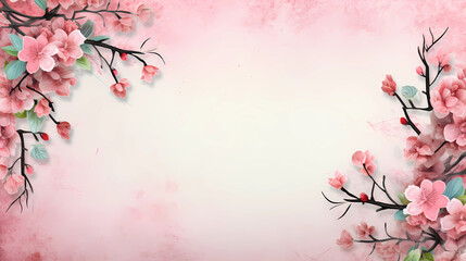 dark frame with spring theme, border with negative space, empty space