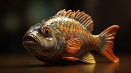 Fish ceramic realistic clay decorative vase illustration picture AI generated art