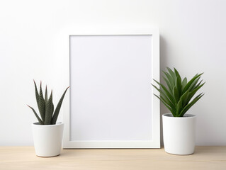 Image Mockup with Small Plant and Black Frame