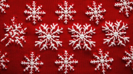 Fototapeta na wymiar Knitted Christmas Ugly sweater background in white, red, green colors. Knit print. Knitted Xmas sweater texture wallpaper. Merry Christmas Happy New Year concept..