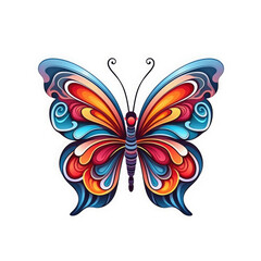 Cartoon illustration of a beautiful butterfly isolated on white 
