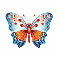 Colorful butterfly clipart isolated on white.