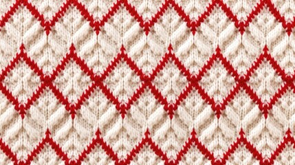 Knitted Christmas Ugly sweater background in white, red, green colors. Knit print. Knitted Xmas sweater texture wallpaper. Merry Christmas Happy New Year concept..
