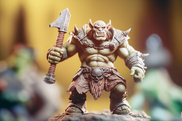 Action figure of an Orc holding a spear with spike leather armor