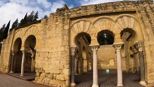 The ruins of Medina Azahara, a fortified Arab Muslim medieval palace-city near Cordoba in Cordoba, Spain