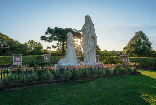 Mysteries of the Rosary and Virgin Mary Statue at Our Lady of Caravaggio Sanctuary - Farroupilha, Rio Grande do Sul, Brazil