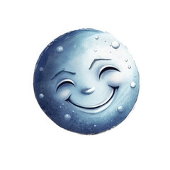 Moon cartoon illustration with a smiley face. Isolated on white 