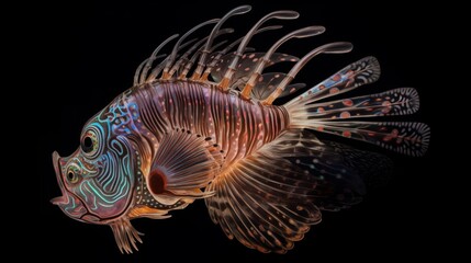 Fototapeta premium Inner Illuminated Painted fused glass relief carving fish image AI generated art