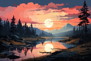 sunset in the mountains
