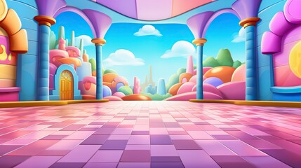 dance floor, empty background, 3D cartoon