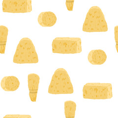Seamless pattern with hay straw. Vector cartoon illustration