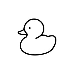 A minimalist line drawing of a classic rubber duck, evoking childhood and bath time fun.
