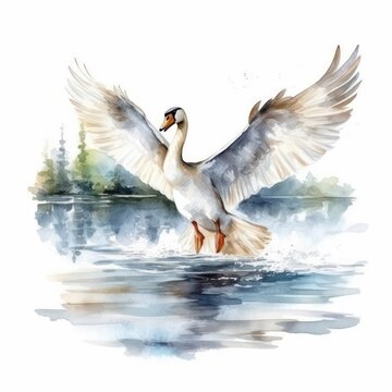 white duck in flight