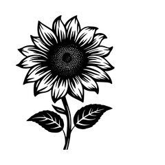 Sunflower silhouette. Cartoon style. Vector illustration on a white isolated background