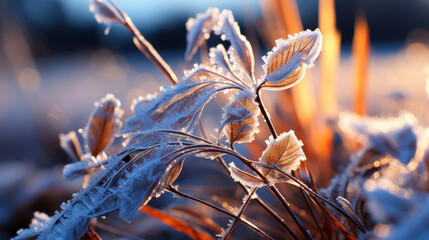 Icy Grass Wonderland. Generative AI