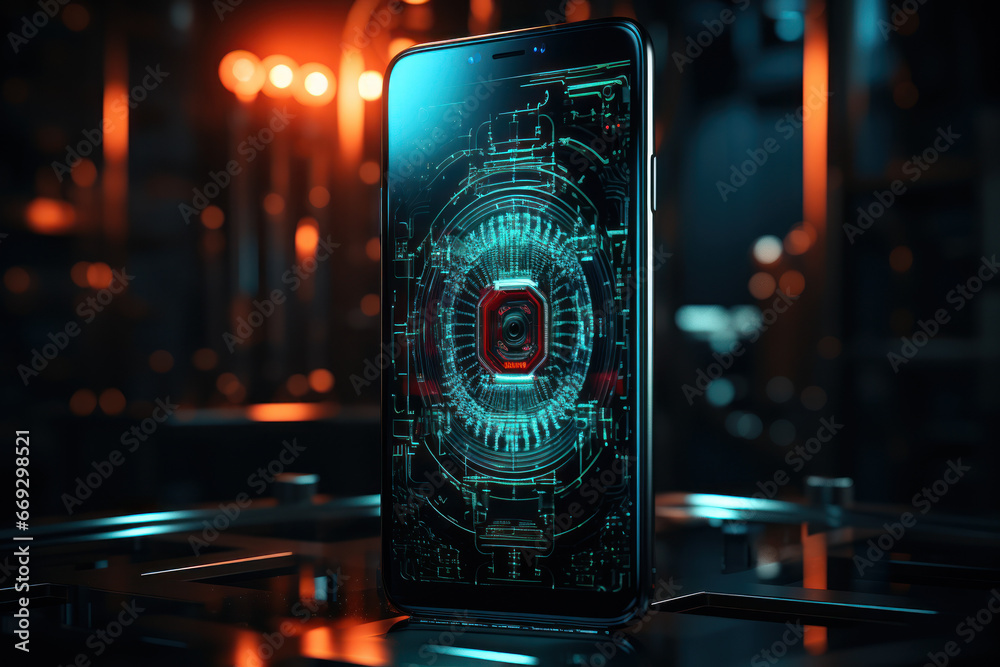 Poster two-factor authentication process with a fingerprint and password, emphasizing secure access to digi