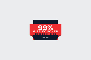 99 Gift Voucher Minimalist signs and symbols design with fantastic color combination and style